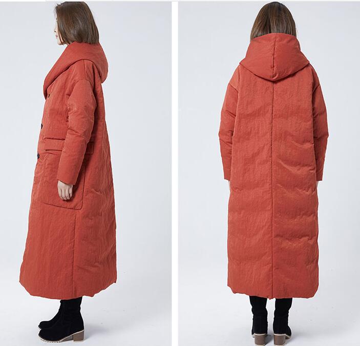 Double Breast Long Puffer Coat, Winter Duck Down Coat Jacket, Light Weight Hooded Down Jacket 7756 VPPBUY shop