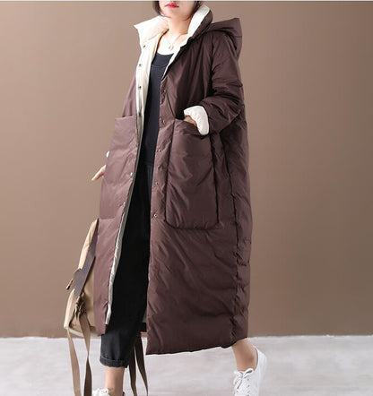 Loose Style Winter Duck Down Jacket, Hooded Down Jacket Women Plus Size VPPBUY shop