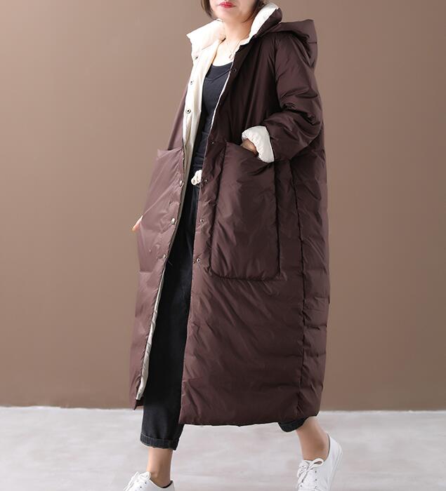 Loose Style Winter Duck Down Jacket, Hooded Down Jacket Women Plus Size VPPBUY shop