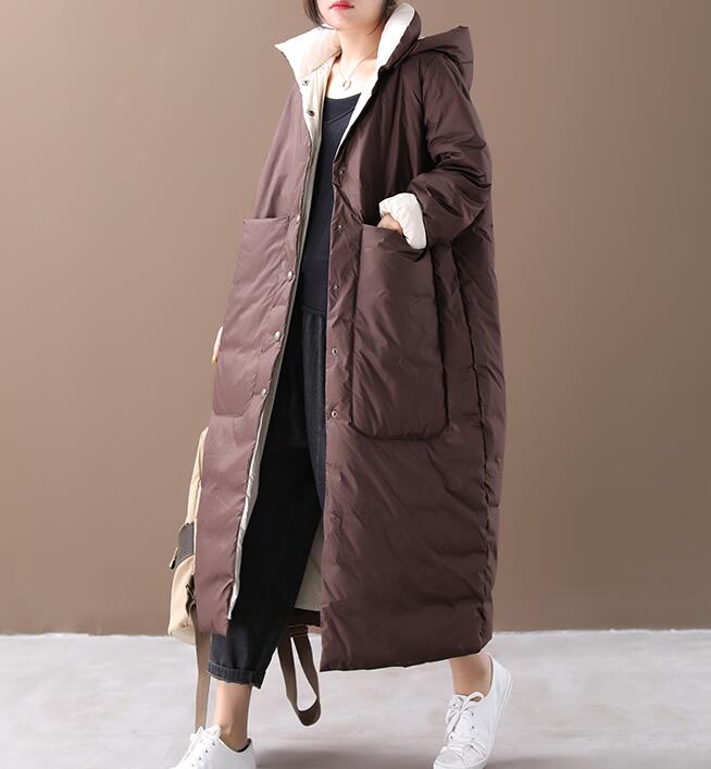 Loose Style Winter Duck Down Jacket, Hooded Down Jacket Women Plus Size VPPBUY shop