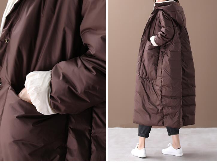 Loose Style Winter Duck Down Jacket, Hooded Down Jacket Women Plus Size VPPBUY shop