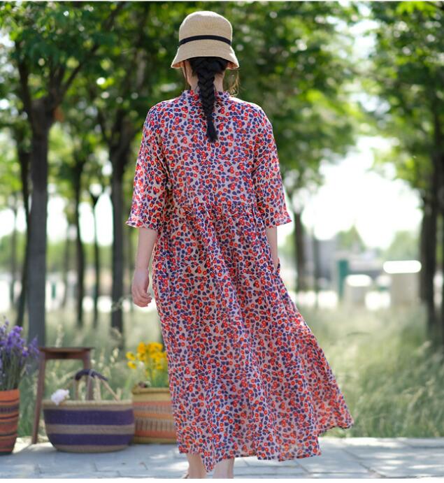 Floral  Linen Long Sleeve Loose Dress Women Dress SJP9201229 VPPBUY shop