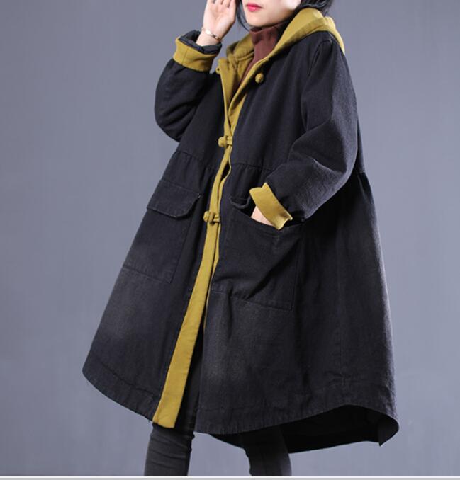 Patchwork Women Casual Padded Coat Loose Hooded A line Parka Plus Size Coat Jacket VPPBUY shop