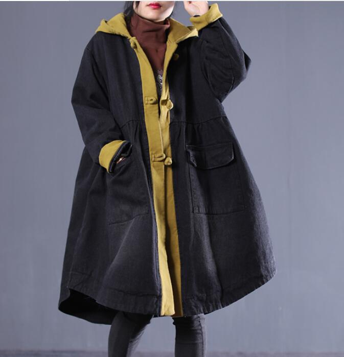 Patchwork Women Casual Padded Coat Loose Hooded A line Parka Plus Size Coat Jacket VPPBUY shop