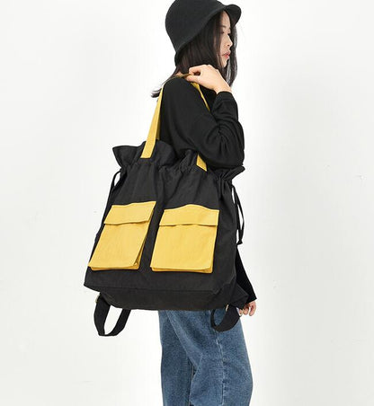 Color Block Casual Large Backpack Women Travel Bag Shoulder Bag VPPBUY shop