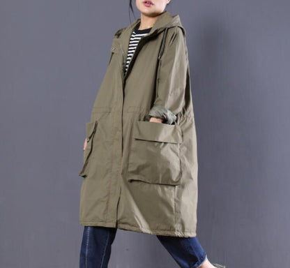 Hooded Casual Coat Loose A line Parka Plus Size Coat Jacket VPPBUY shop