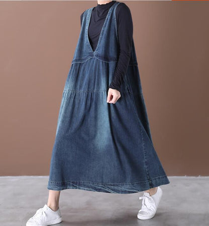 Denim Sleeveless Cotton Women Dress YM201229 VPPBUY shop