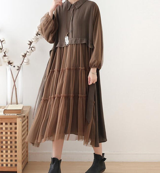 Patchwork Spring Loose Long Women Dresses AMT962328 VPPBUY shop