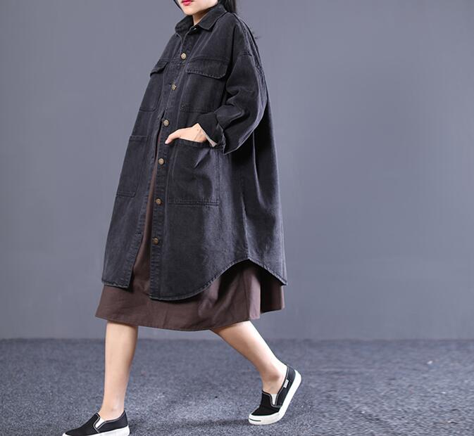 Loose Long Hooded Casual Coat A line Parka Plus Size Coat Jacket VPPBUY shop