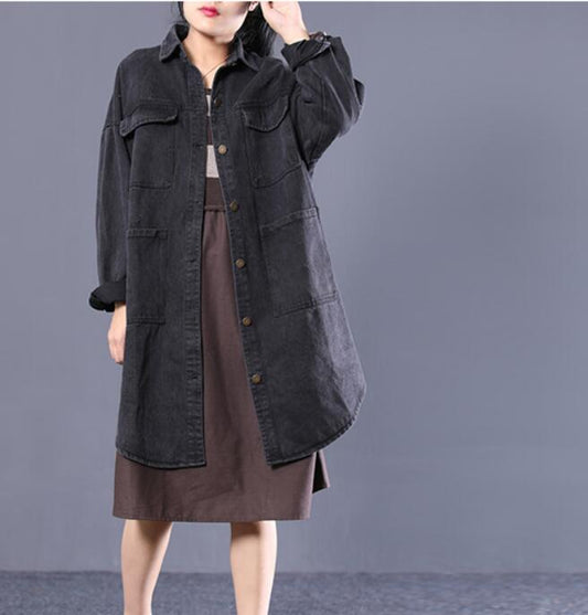 Plus Size Loose Long Hooded Casual Coat A line Parka Coat Jacket VPPBUY shop