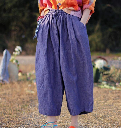 Purple Casual Women Cotton Harem Pants Wide Leg Pants SJ981106 VPPBUY shop