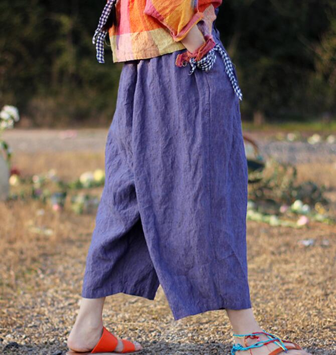 Purple Casual Women Cotton Harem Pants Wide Leg Pants SJ981106 VPPBUY shop