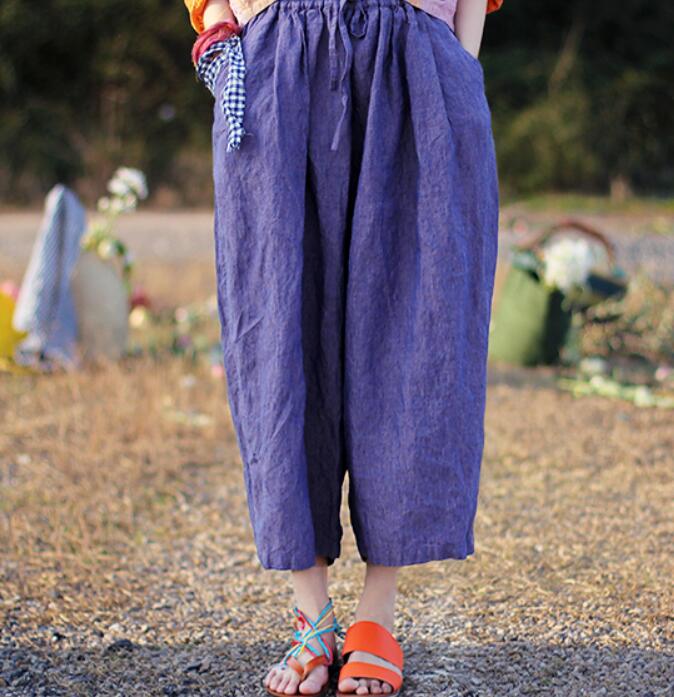 Purple Casual Women Cotton Harem Pants Wide Leg Pants SJ981106 VPPBUY shop