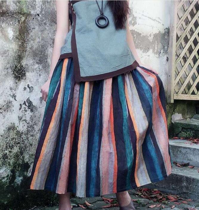 Colorful Striped Women's Skirts SJ98409 VPPBUY shop