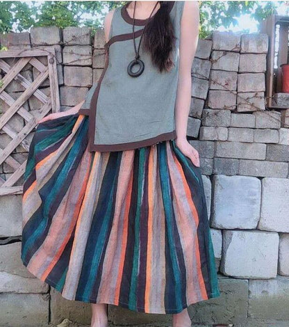 Colorful Striped Women's Skirts SJ98409 VPPBUY shop