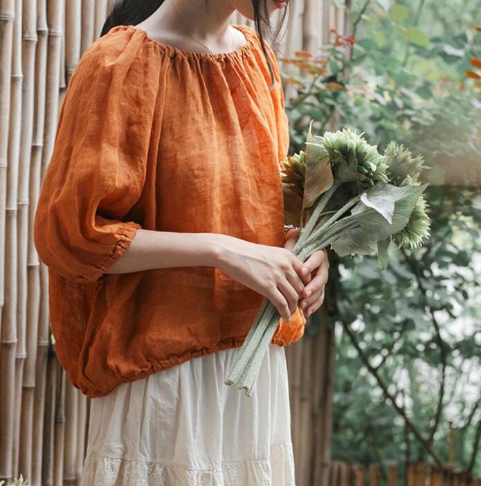 loose Linen Sleeves Blouse Loose Style Shirts H9508 VPPBUY shop