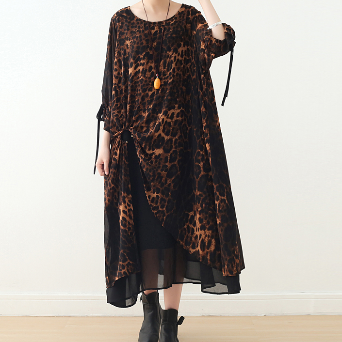 Leopard Print Chiffon Loose Long Dresses Plus Size AMT962328 VPPBUY shop