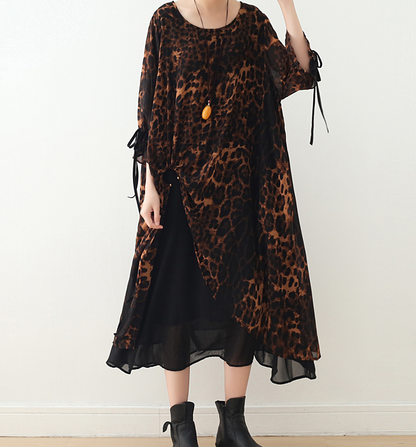 Leopard Print Chiffon Loose Long Dresses Plus Size AMT962328 VPPBUY shop