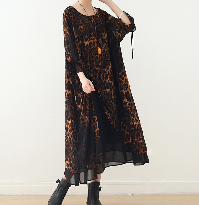 Leopard Print Chiffon Loose Long Dresses Plus Size AMT962328 VPPBUY shop