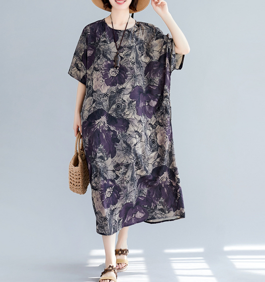 Floral Plus Size Loose Style Summer Women Dresses VPPBUY shop