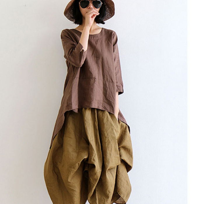 Loose Women Tunic Casual Linen Shirts Soft Washed Blouse Summer Women Tops VPPBUY shop