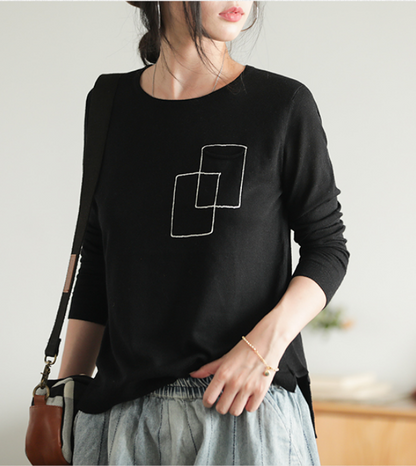 Long Sleeves Blouse Loose Style T-Shirts knit Tops H9508 VPPBUY shop