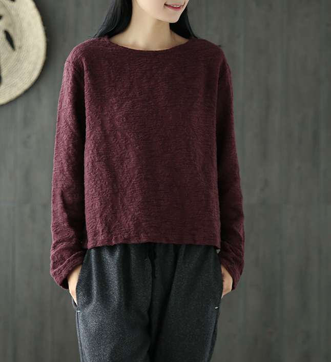 Loose O Neck Long Sleeves Knit T-Shirts Spring Tops H9508 VPPBUY shop