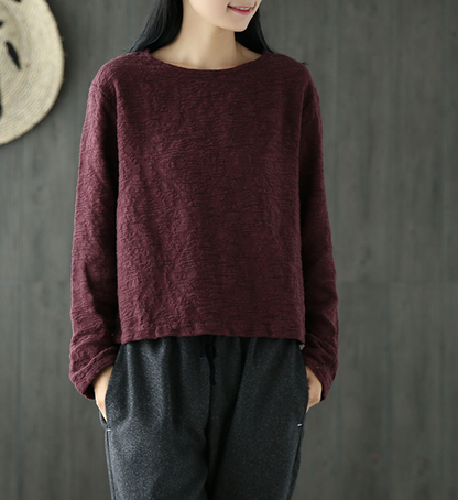 Loose O Neck Long Sleeves Knit T-Shirts Spring Tops H9508 VPPBUY shop