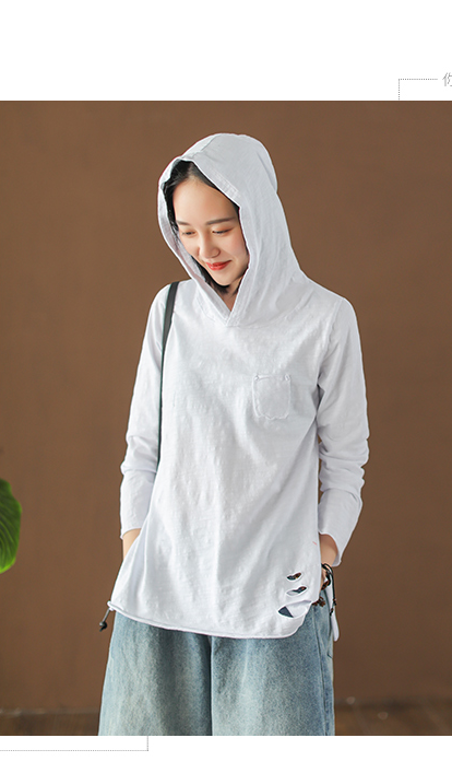 Hooded Long Sleeves Knit T-Shirts Spring Tops H9508 VPPBUY shop