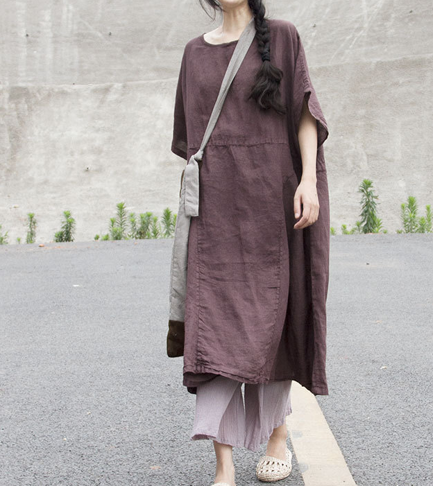 Patchwork Linen Loose Women Dress VPPBUY shop