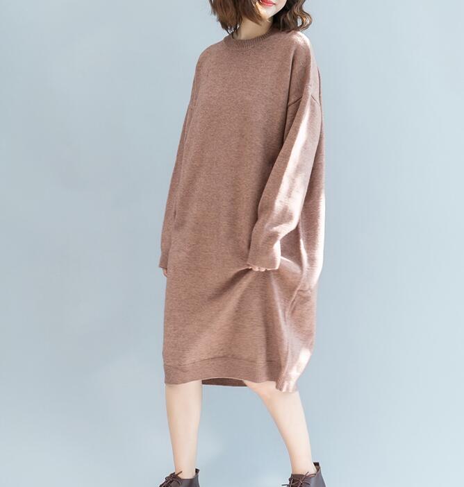 O Neck Long Sleeve  loose Style Women Dress Woolen Knit Sweater VPPBUY shop