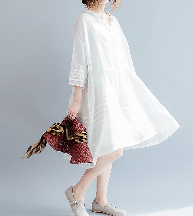 White Long Linen Batwing Women Spring Dresses Plus Size VPPBUY shop