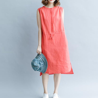 Waist String Linen Sleeveless Women Spring Dresses Plus Size VPPBUY shop