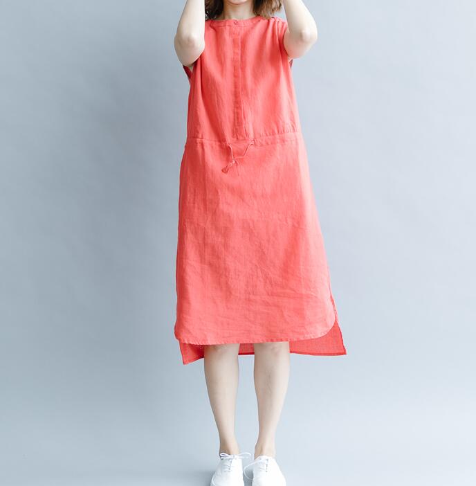 Waist String Linen Sleeveless Women Spring Dresses Plus Size VPPBUY shop