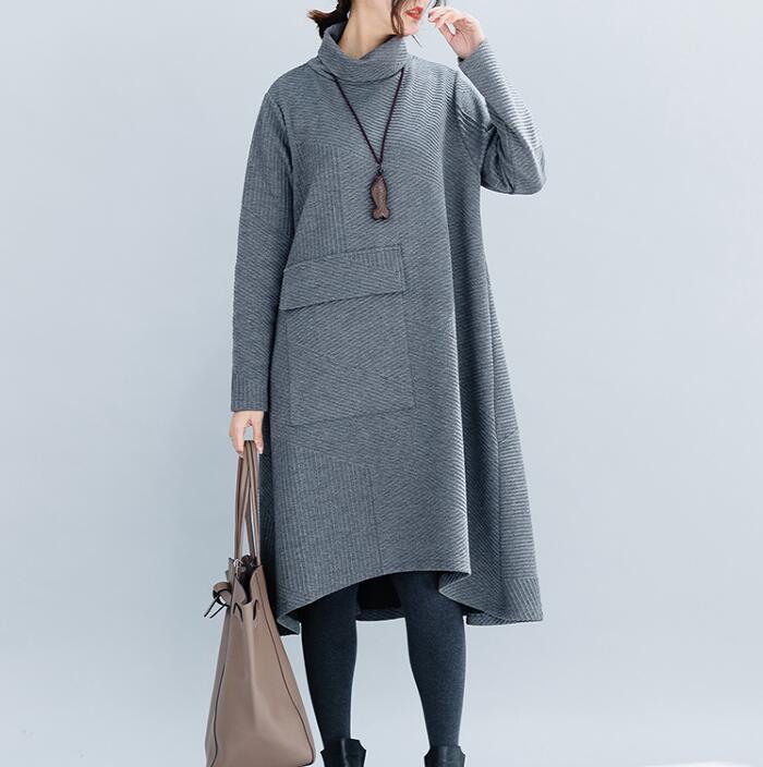 Gray  Loose Linen Women Spring Dresses Plus Size VPPBUY shop