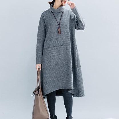 Gray  Loose Linen Women Spring Dresses Plus Size VPPBUY shop