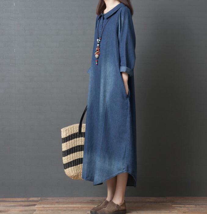 Denim Loose Linen Women Spring Dresses Plus Size VPPBUY shop