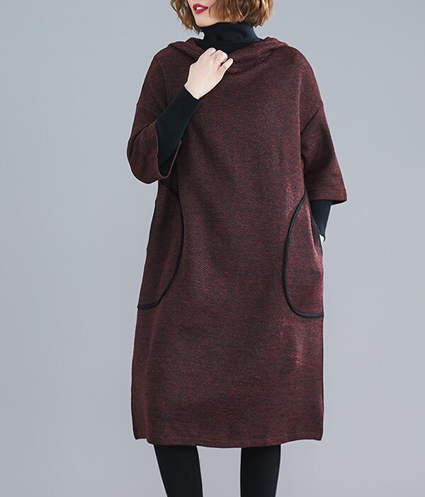 Loose Hooded Stand Collar Women Spring Dresses Plus Size VPPBUY shop