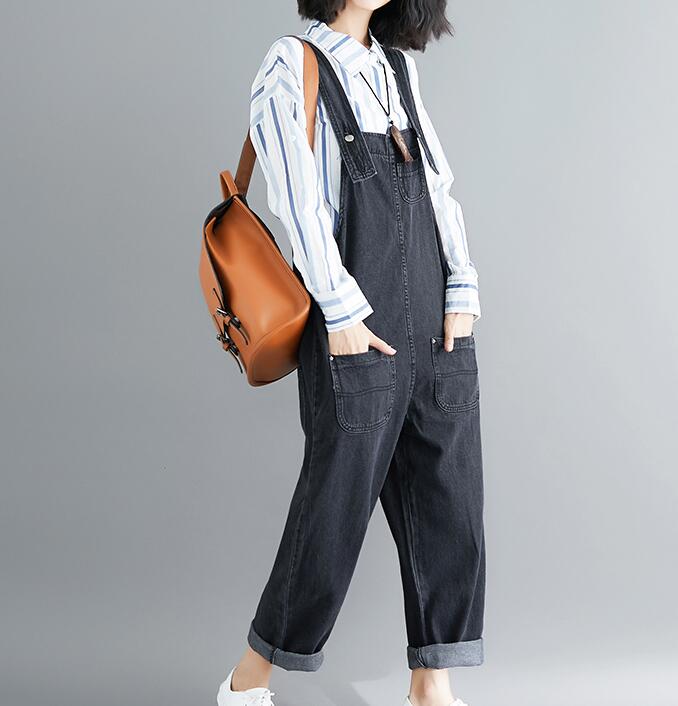 Casual Spring Black Wool Overall Women Jumpsuits PZ97251 VPPBUY shop