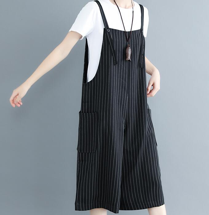 Striped Casual Spring Black Wool Overall Women Jumpsuits PZ97251 VPPBUY shop