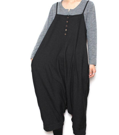 Two Ways Wears Casual Spring Black Wool Overall Women Jumpsuits PZ97251 VPPBUY shop