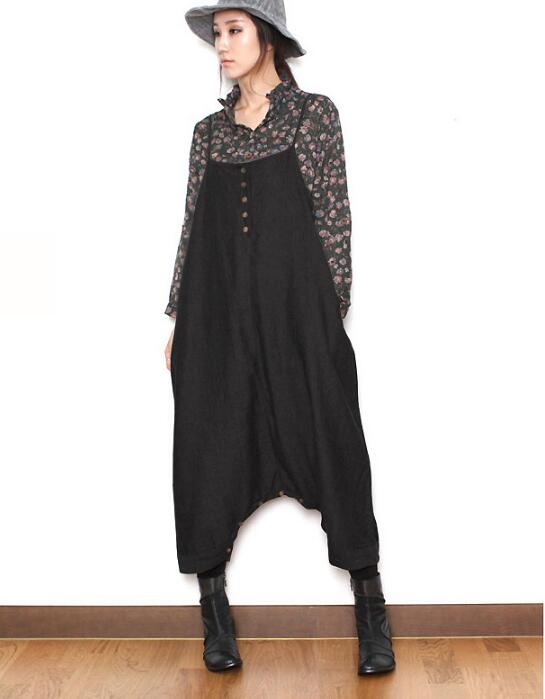 Two Ways Wears Casual Spring Black Wool Overall Women Jumpsuits PZ97251 VPPBUY shop