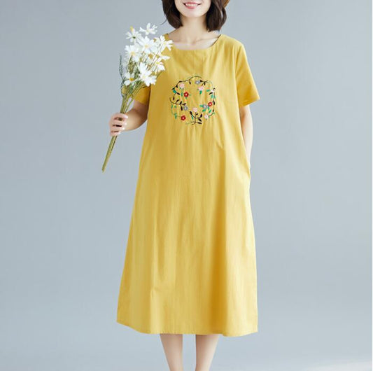 Embroidery loose Long Women Spring Dresses Plus Size VPPBUY shop