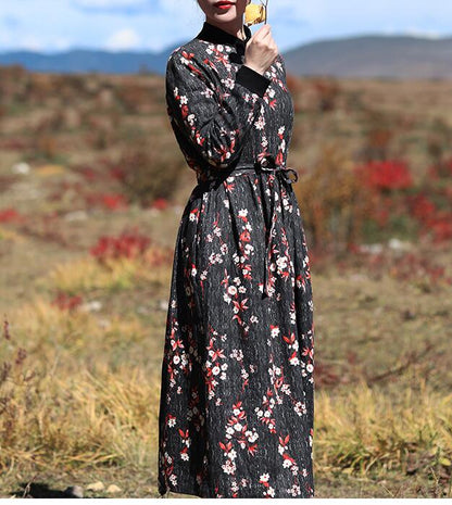 Print Floral Round Neck Linen Spring Dresses VPPBUY shop