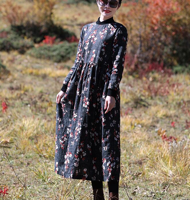 Print Floral Round Neck Linen Spring Dresses VPPBUY shop