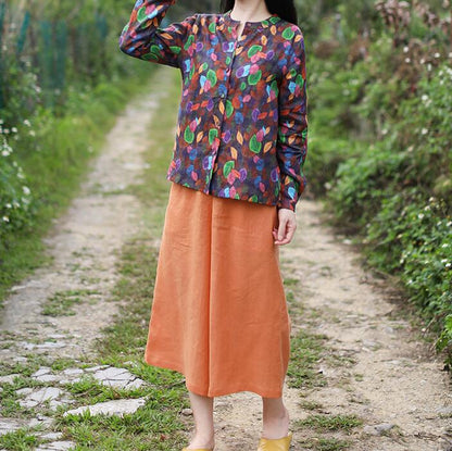 Floral Linen Blouse Simple Style Shirts Summer Tops  H9508 VPPBUY shop