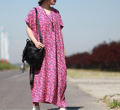 Loose Long Summer Linen Cotton V Neck Spring Dresses VPPBUY shop