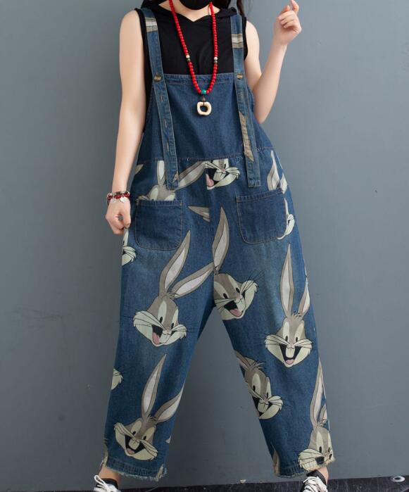 Print Bunny Casual Spring Denim Overall Women Jumpsuits VPPBUY shop