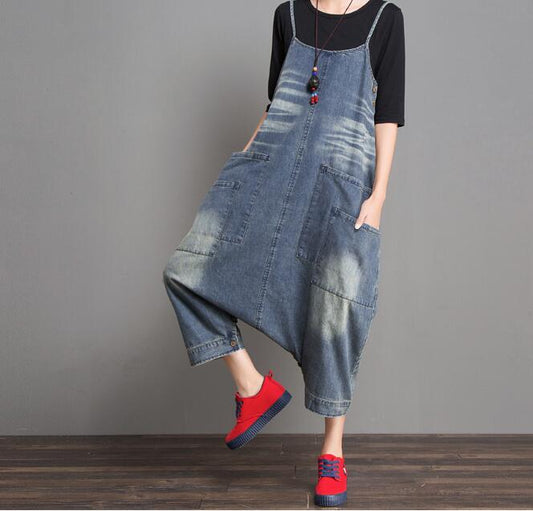 Two Ways Wear Casual Spring Denim Overall Women Jumpsuits Dress VPPBUY shop