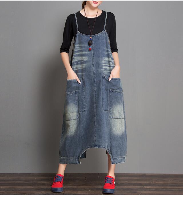 Two Ways Wear Casual Spring Denim Overall Women Jumpsuits Dress VPPBUY shop